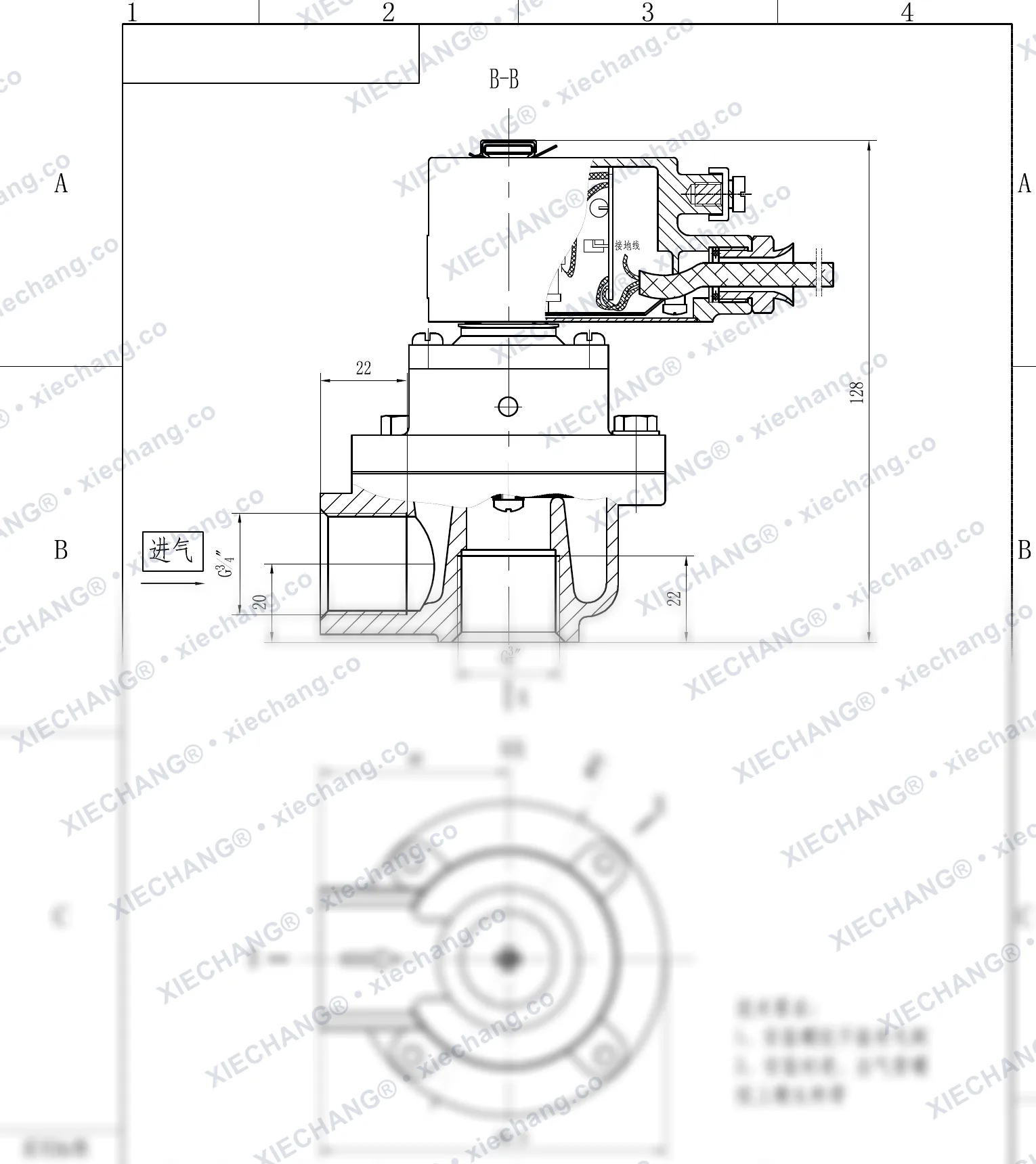 DCF-F-Z-20 · 3/4" · van xung khí góc vuông phòng nổ — Bản vẽ lắp đặt