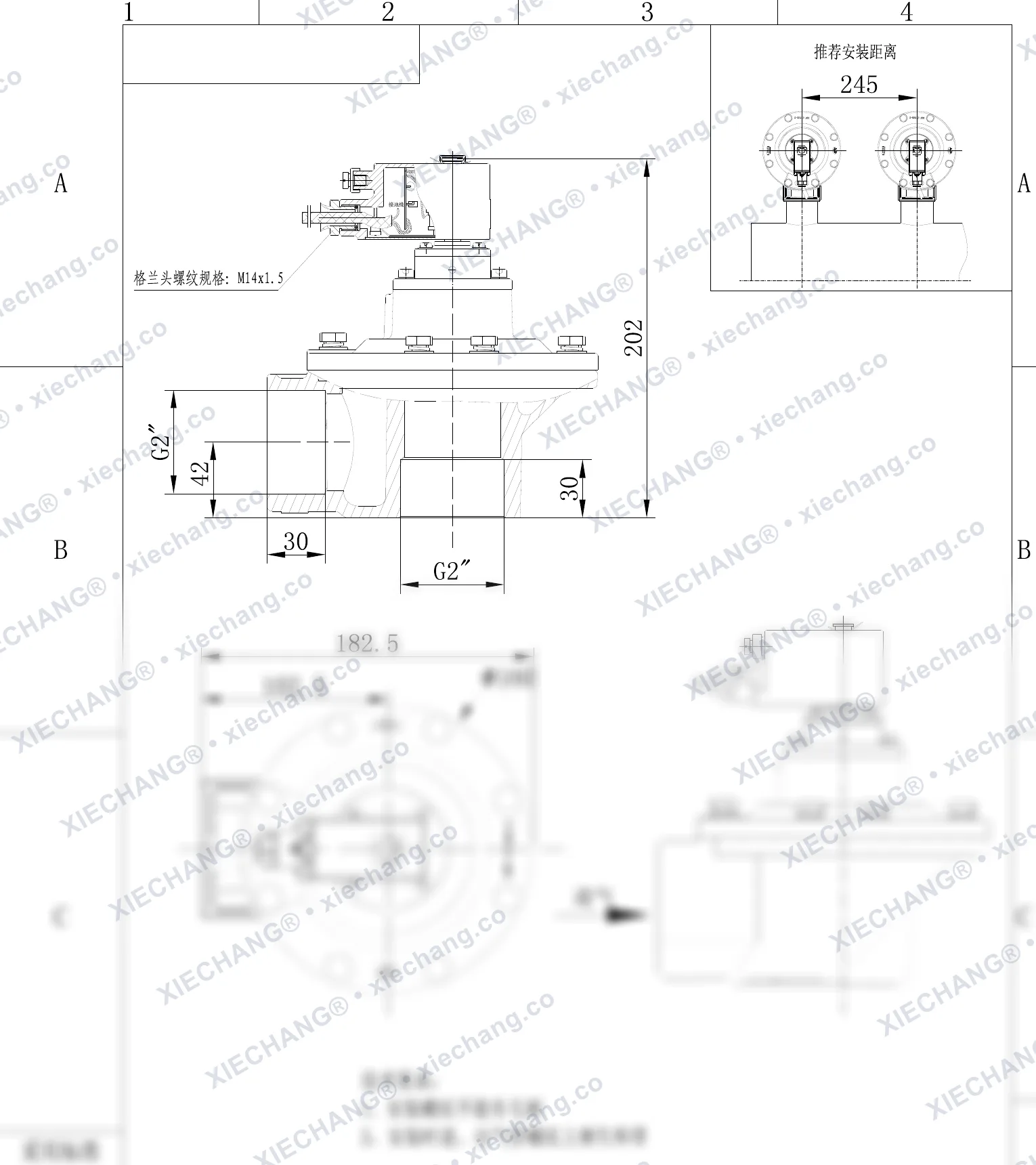 DCF-F-Z-50S-C · 2" · van xung khí góc vuông phòng nổ — Bản vẽ lắp đặt