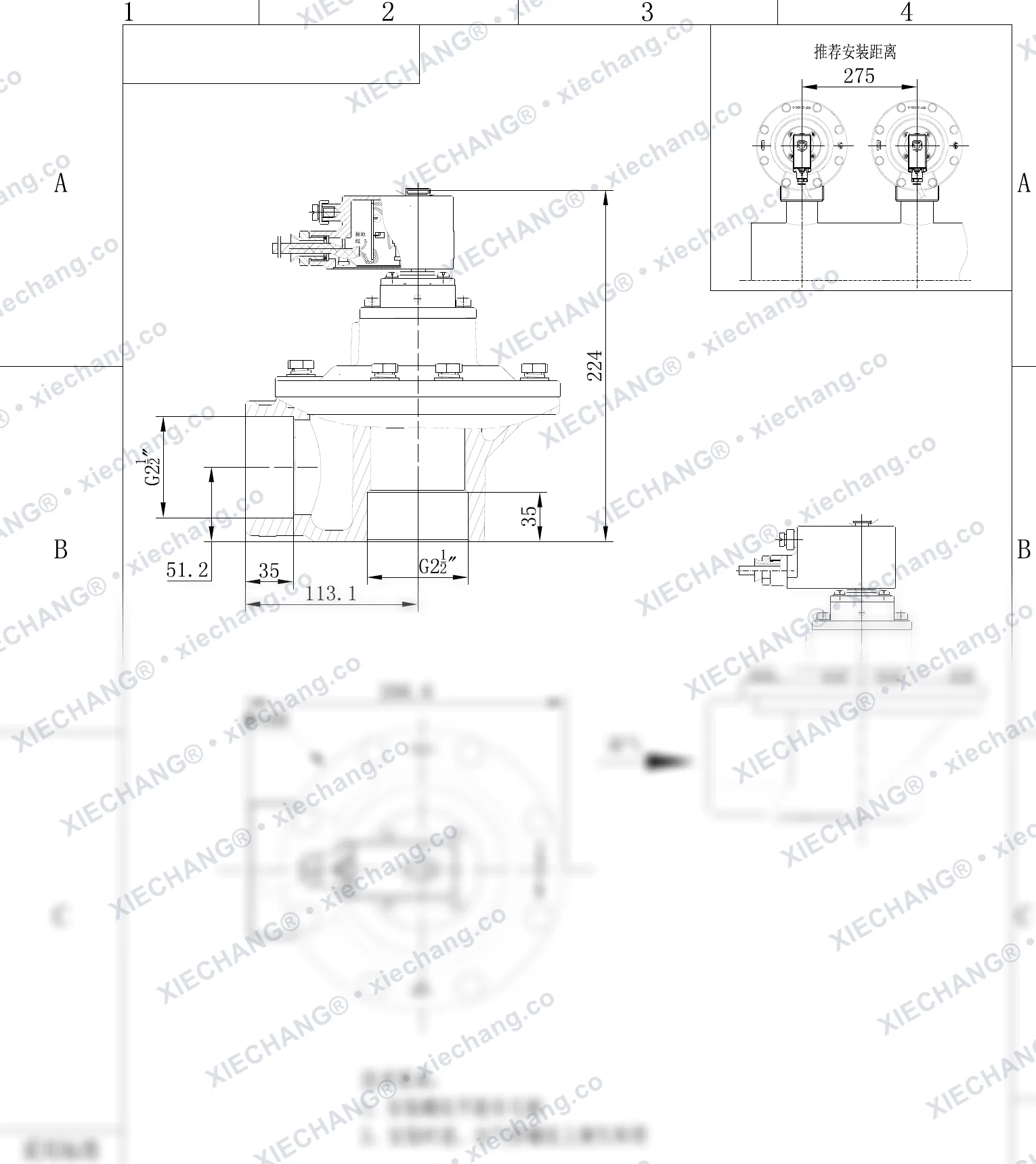 DCF-F-Z-62S-C · 2½" · van xung khí góc vuông phòng nổ — Bản vẽ lắp đặt