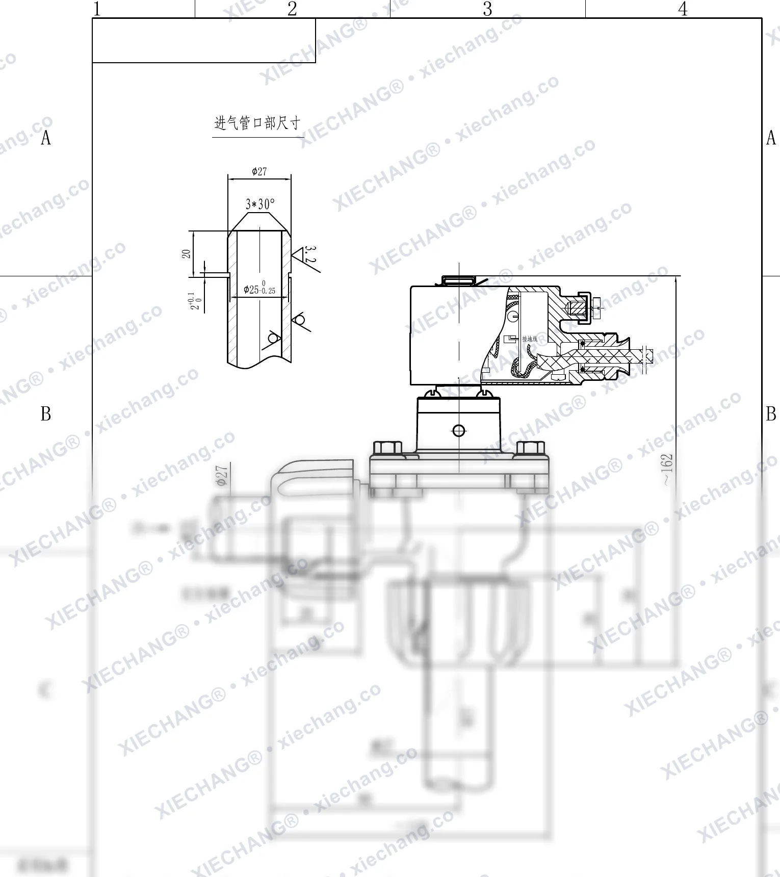 DCF-F-ZM-20 · 3/4" · van xung khí góc vuông ren ngoài phòng nổ — Bản vẽ lắp đặt