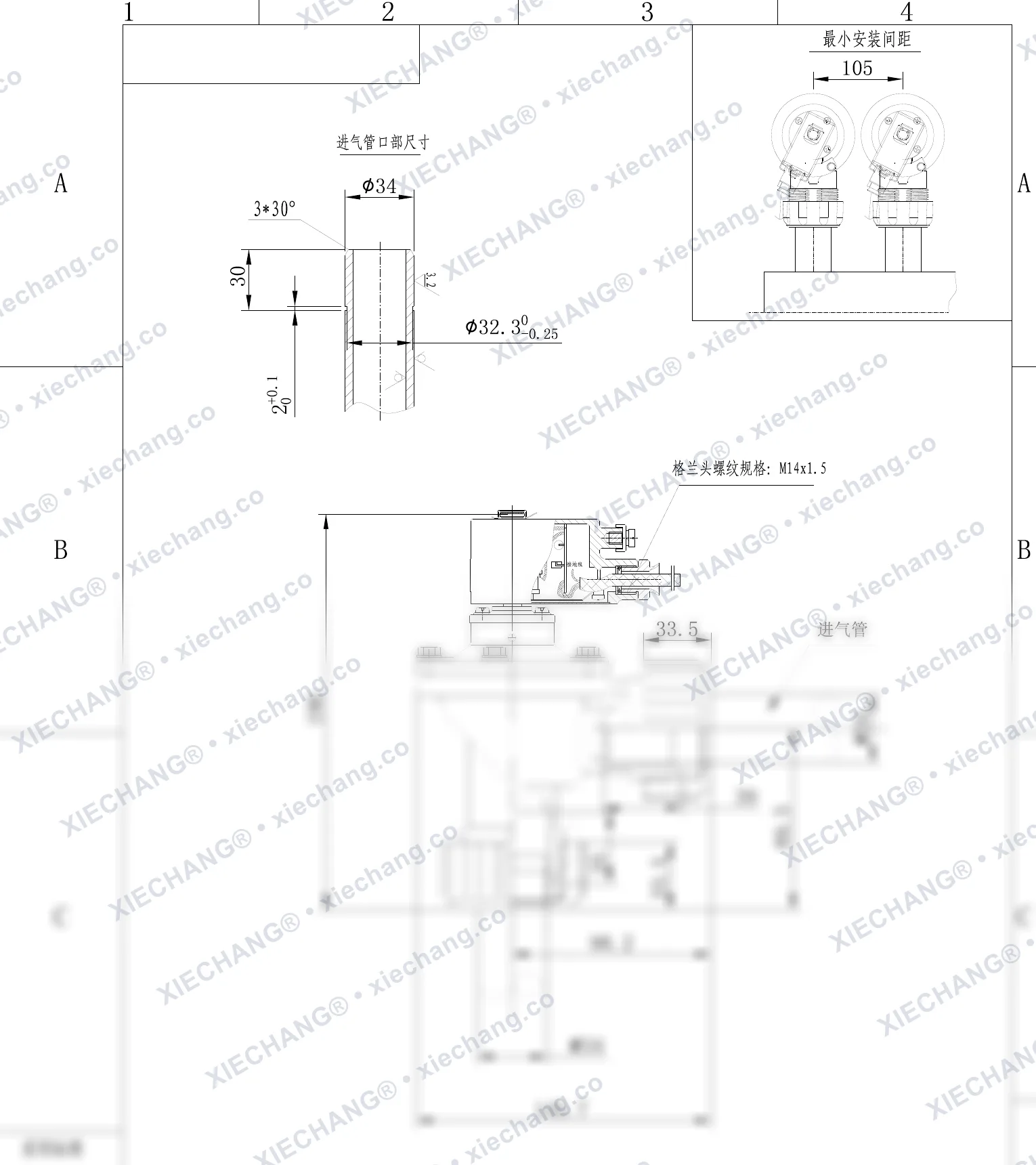 DCF-F-ZM-25-C · 1" · van xung khí ren ngoài phòng nổ — Bản vẽ lắp đặt