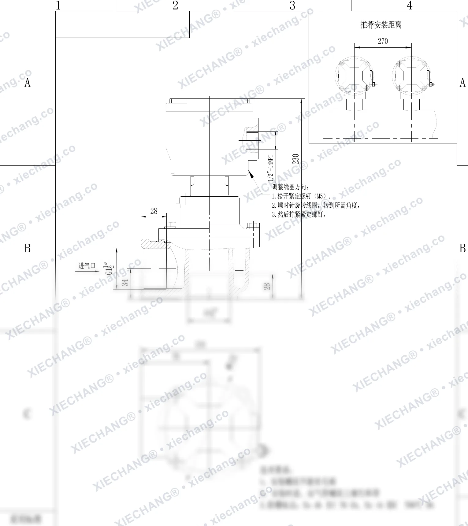 DCF-F2-Z-40S · 1½" · van xung khí góc vuông phòng nổ — Bản vẽ lắp đặt