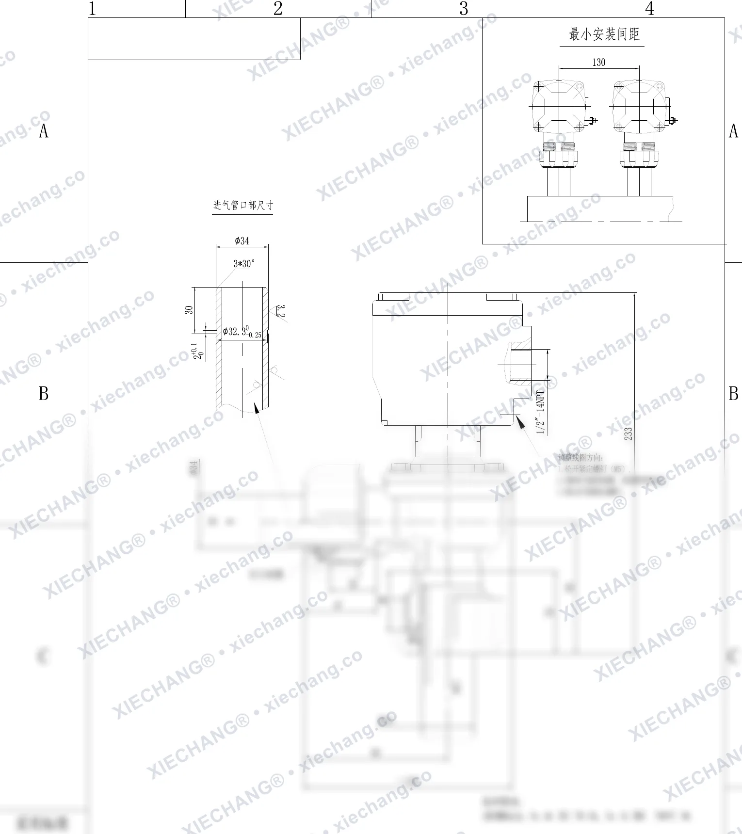 DCF-F2-ZM-25 · 1" · van xung khí góc vuông ren ngoài/nối nhanh phòng nổ — Bản vẽ lắp đặt