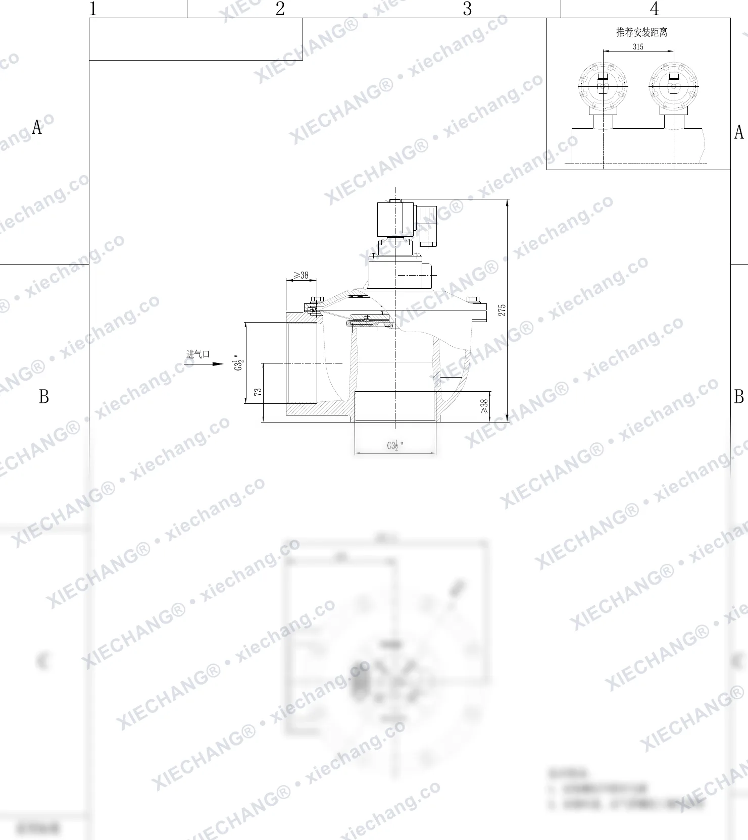 DCF-Z-102S.B · 3.5" · van xung khí góc vuông — Bản vẽ lắp đặt