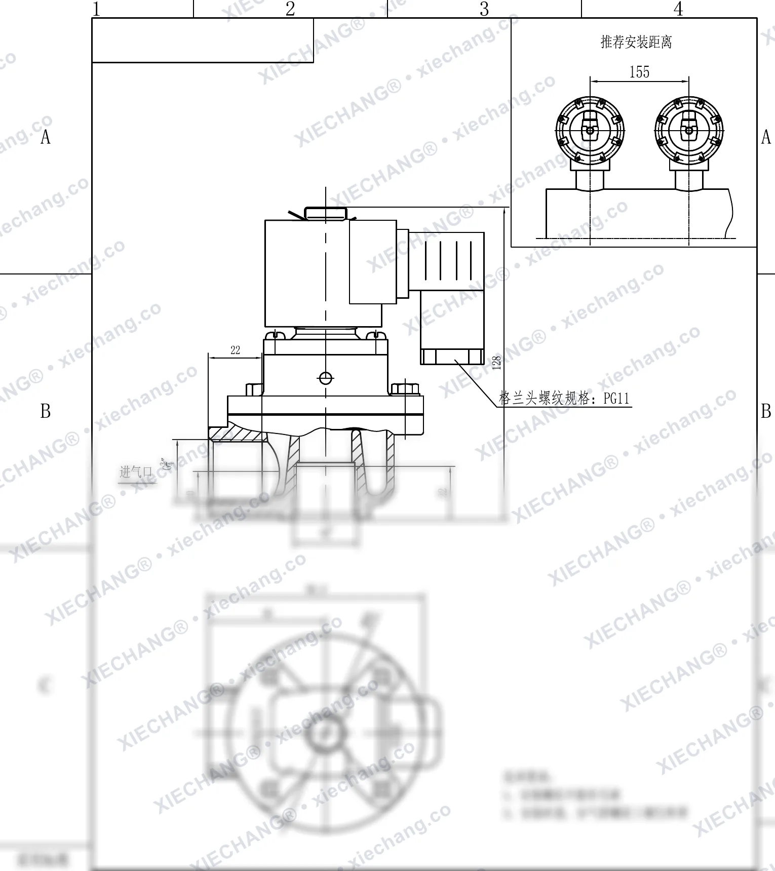 DCF-Z-20 · 3/4" · van xung khí góc vuông — Bản vẽ lắp đặt