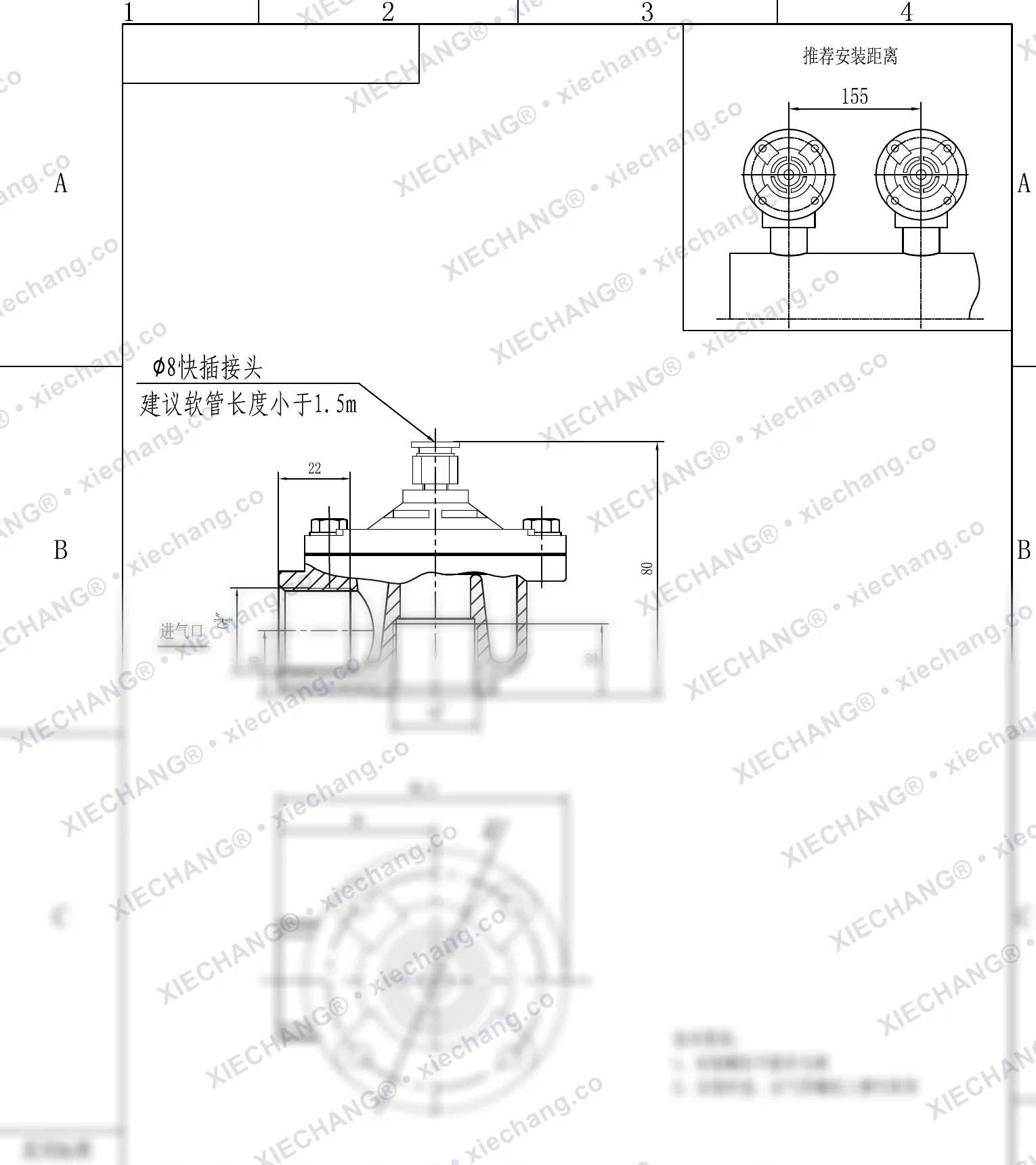 DCF-Z-20-DXK · 3/4" · van xung khí góc vuông — Bản vẽ lắp đặt