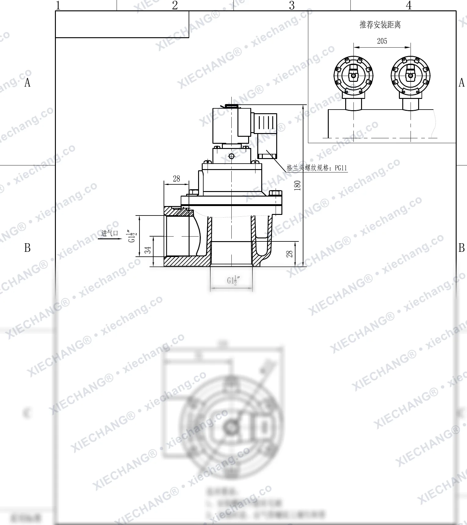 DCF-Z-40S · 1.5" · van xung khí góc vuông — Bản vẽ lắp đặt