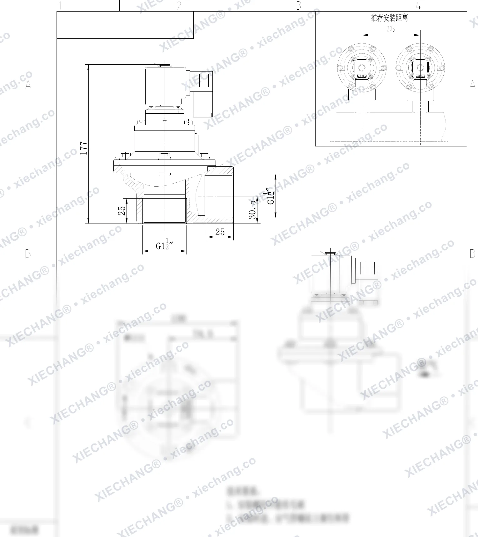 DCF-Z-40S-C · 1½" · van xung khí góc vuông — Bản vẽ lắp đặt