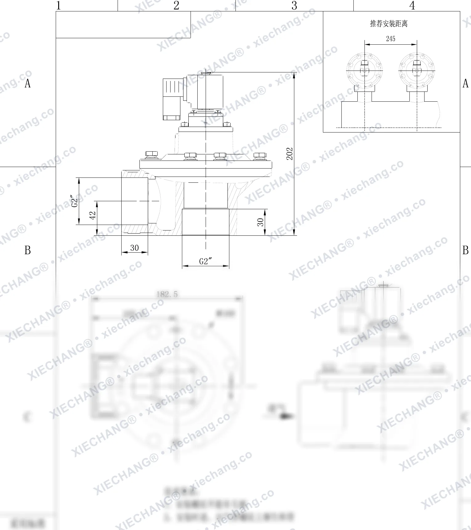 DCF-Z-50S-C · 2" · van xung khí góc vuông — Bản vẽ lắp đặt