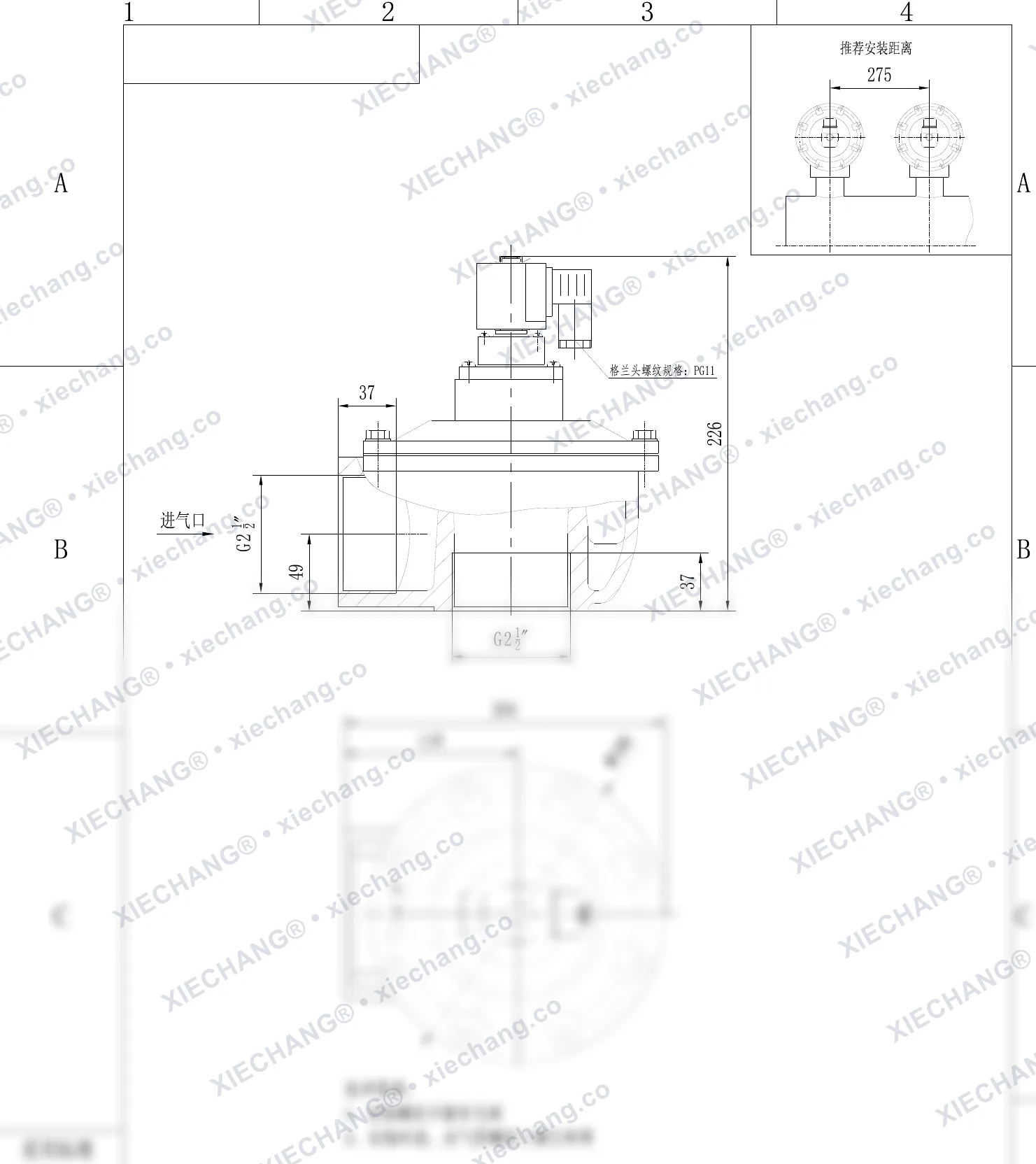 DCF-Z-62S · 2.5" · van xung khí góc vuông — Bản vẽ lắp đặt