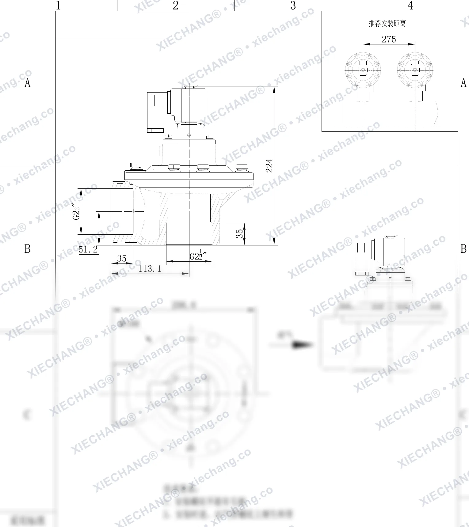 DCF-Z-62S-C · 2½" · van xung khí góc vuông — Bản vẽ lắp đặt