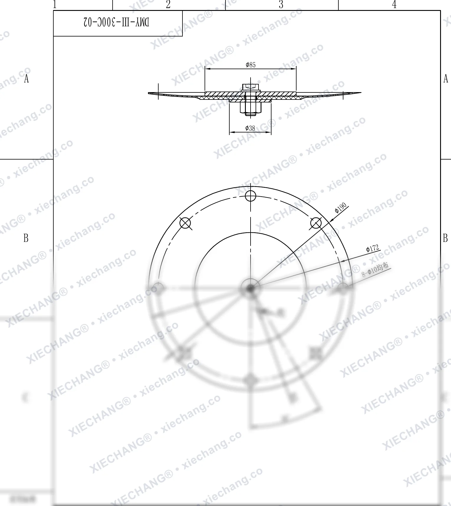 DMY-Ⅲ-300C-02 · DN300 · cụm màng van (cấp hai / thứ cấp, 12 inch) — Bản vẽ lắp ráp