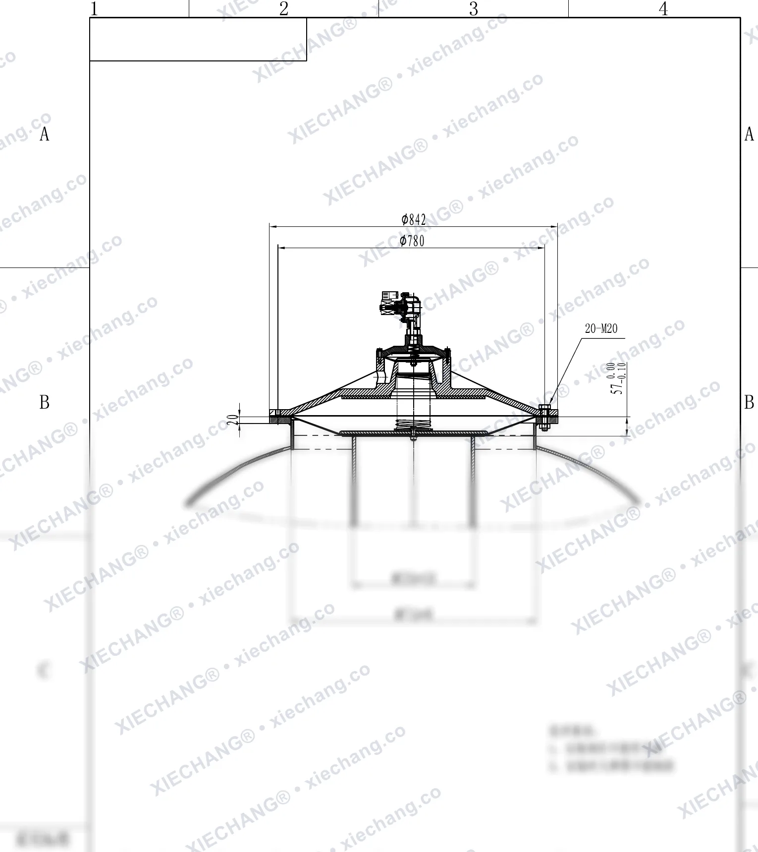 DMY-III-350C · 14 inch · van xung khí kiểu ngâm áp suất thấp — Bản vẽ lắp đặt