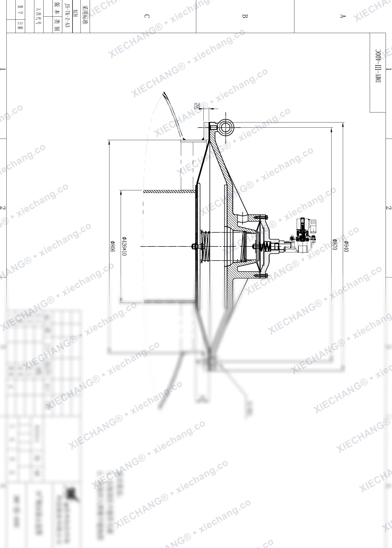 DMY-III-400C · 16 inch · van xung khí kiểu ngâm áp suất thấp — Bản vẽ lắp đặt