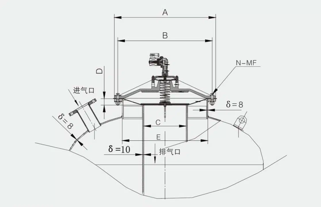 Bản vẽ mặt cắt và kích thước van xung khí DMY-III